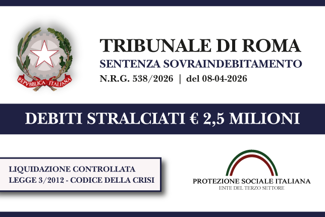 Avvocato azzera € 2,5 MILIONI di debiti con le Banche I Trib. Roma I Liquidazione controllata