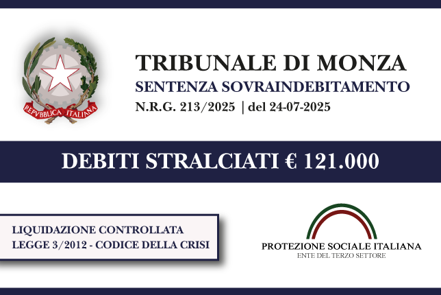 Ex ristoratore azzera € 121.000 di debiti con Banche e Agenzia delle Entrate I Trib. Monza I Liquidazione controllata