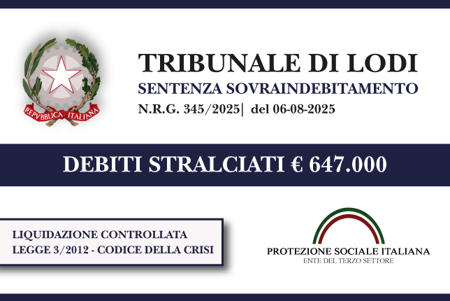 Ex soci di una società di confezioni tessili azzera € 647.000 di debiti con Banche, Finanziarie e Agenzia delle Entrate I Trib. Lodi I Liquidazione controllata